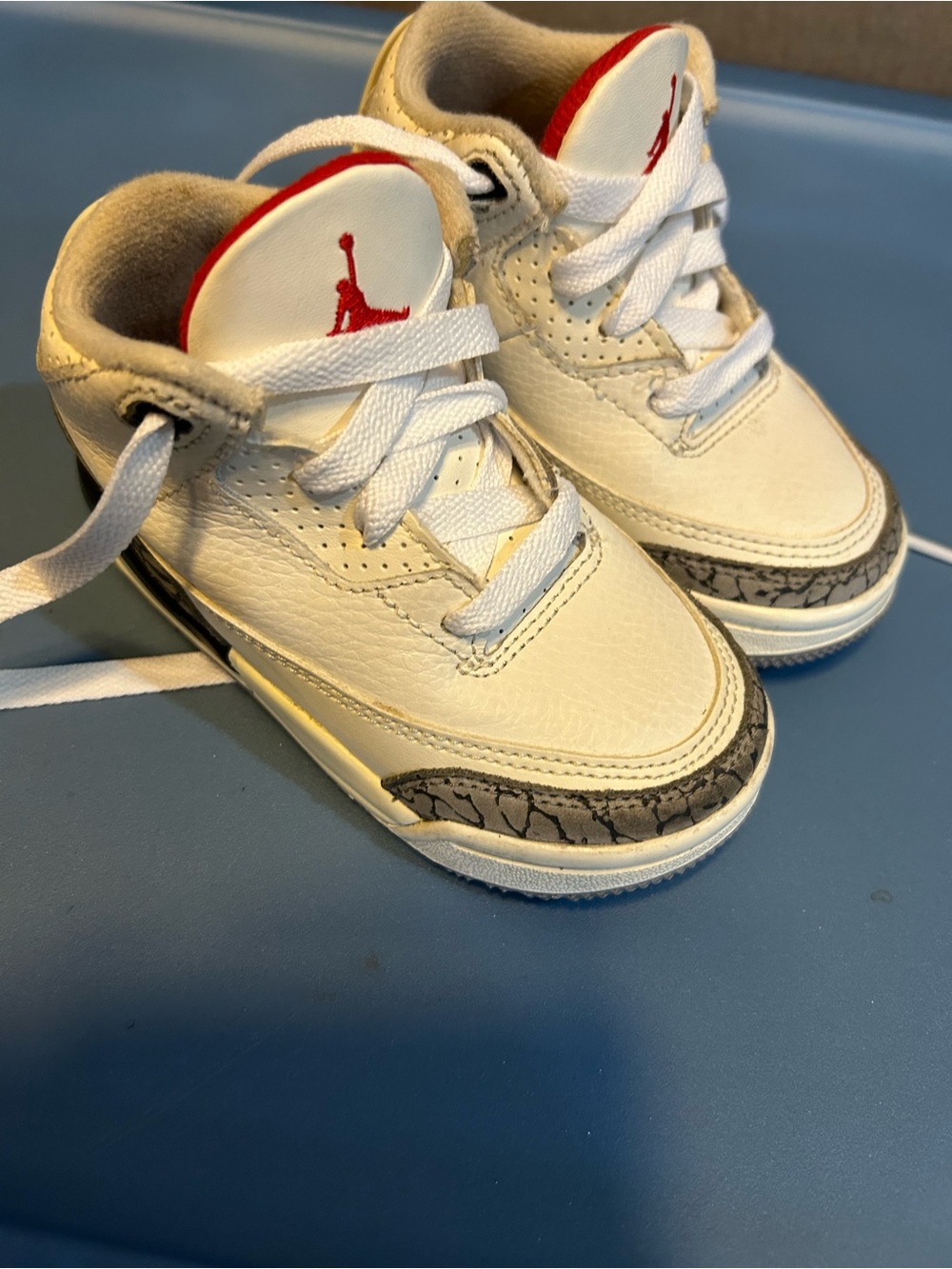 Jordan Kids White and Red Retro Sneakers with Elephant Print